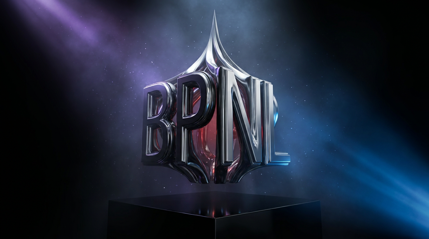 BPNL logo, polished chrome three-dimensional wordmark